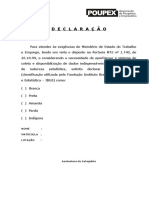 Declaração de raça para estatísticas do MTE