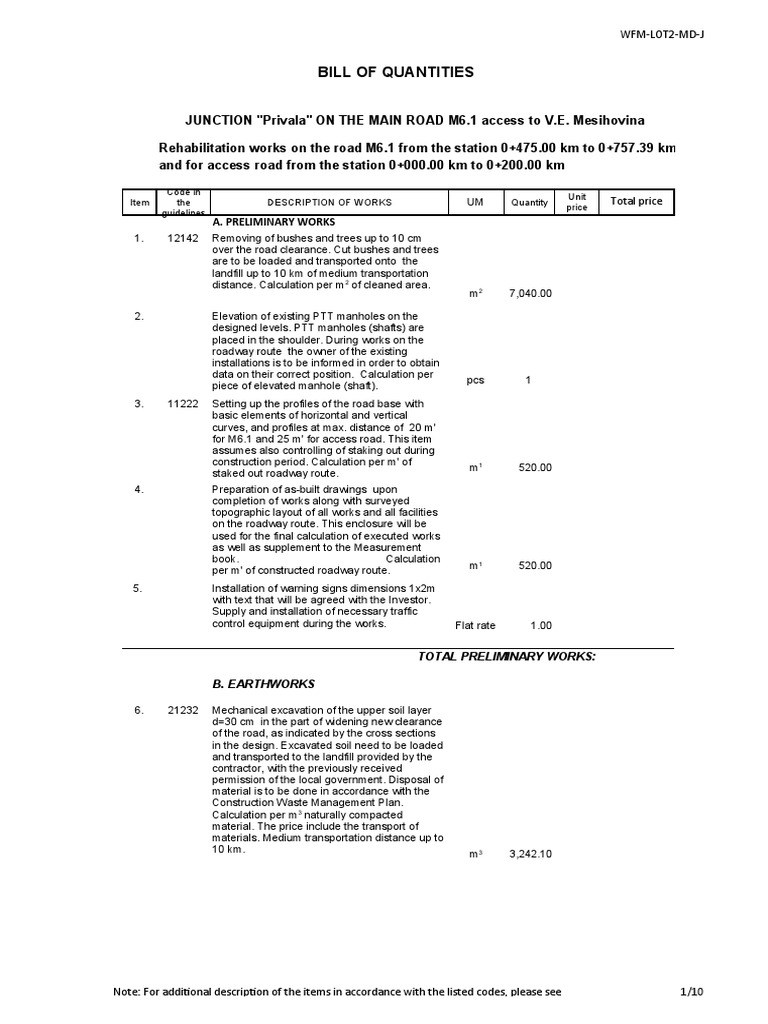 WFM LOT2 MD J I 10 - Eng | PDF | Road | Road Surface