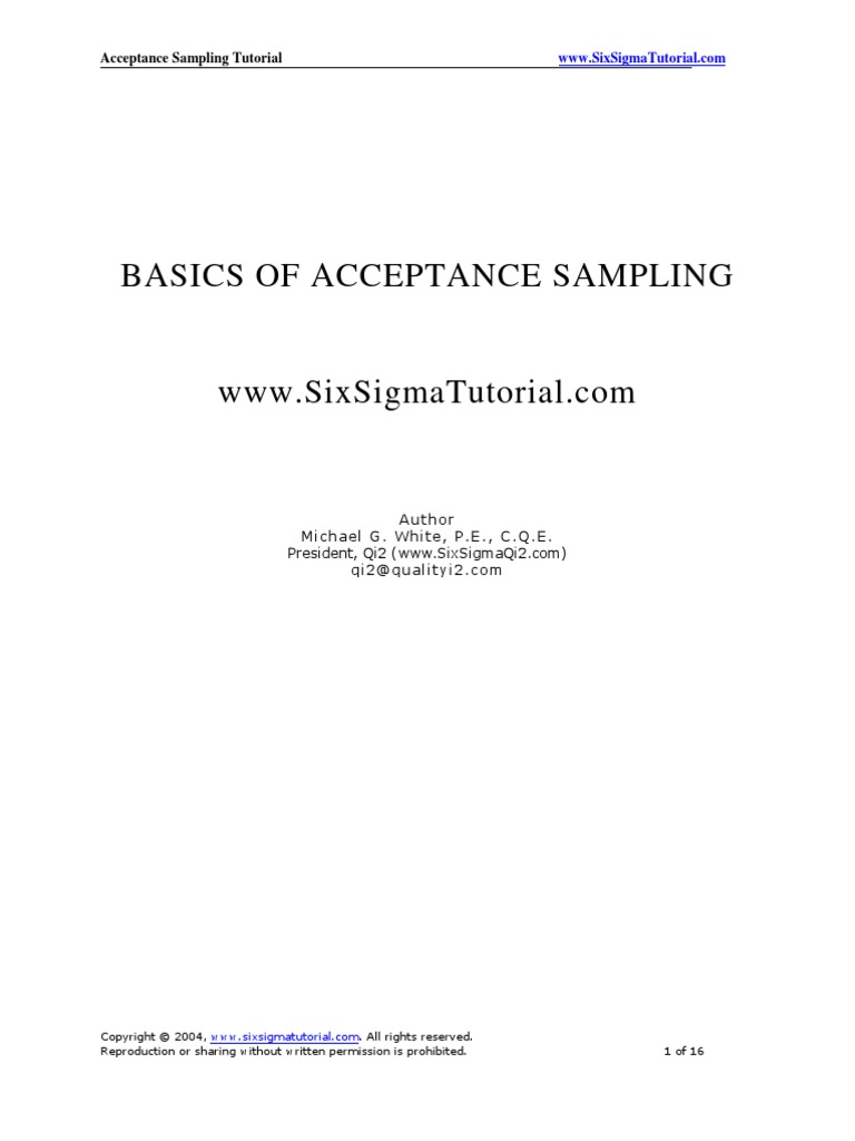 Introduction To Acceptance Sampling | PDF | Science & Mathematics ...