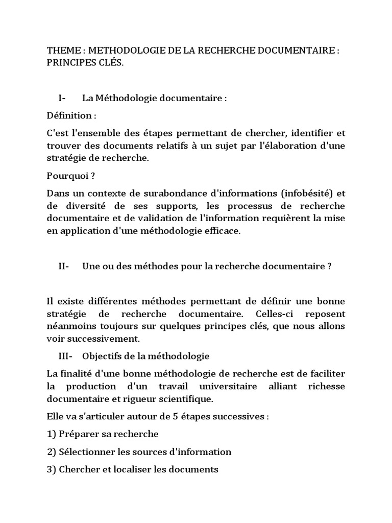 Méthodologie de la recherche documentaire | PDF | Recherche d ...