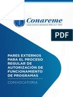 CONVOCATORIA DE PARES EXTERNOS PARA EL PROCESO REGULAR DE AUTORIZACIÓN DE FUNCIONAMIENTO DE PROGRAMAS - Noviembre 2022