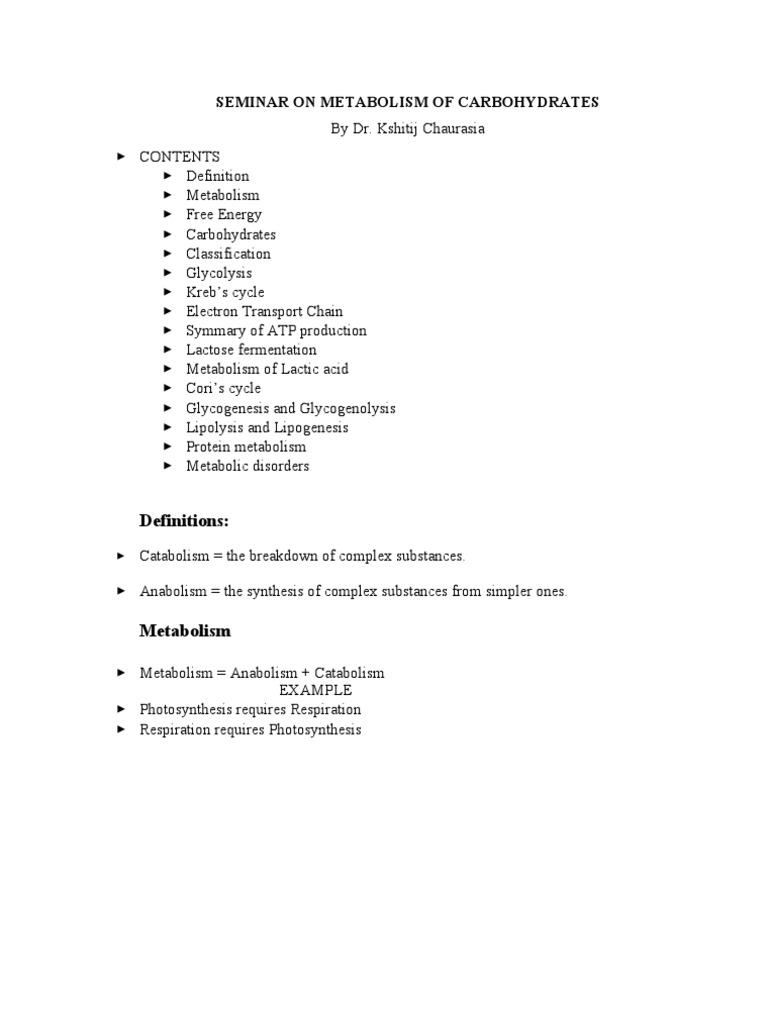 Carbohydrate Metabolism Overview | PDF | Carbohydrates | Metabolism