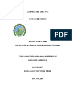 Analisis de La Ley 8441 Con Relacion Al Principio de Igualdad Constitucional