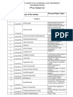 DSNLU Visakhapatnam 3rd Year Student Research Paper Topics
