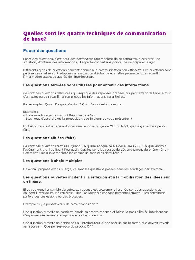 Quatre techniques de communication efficaces | PDF | la communication