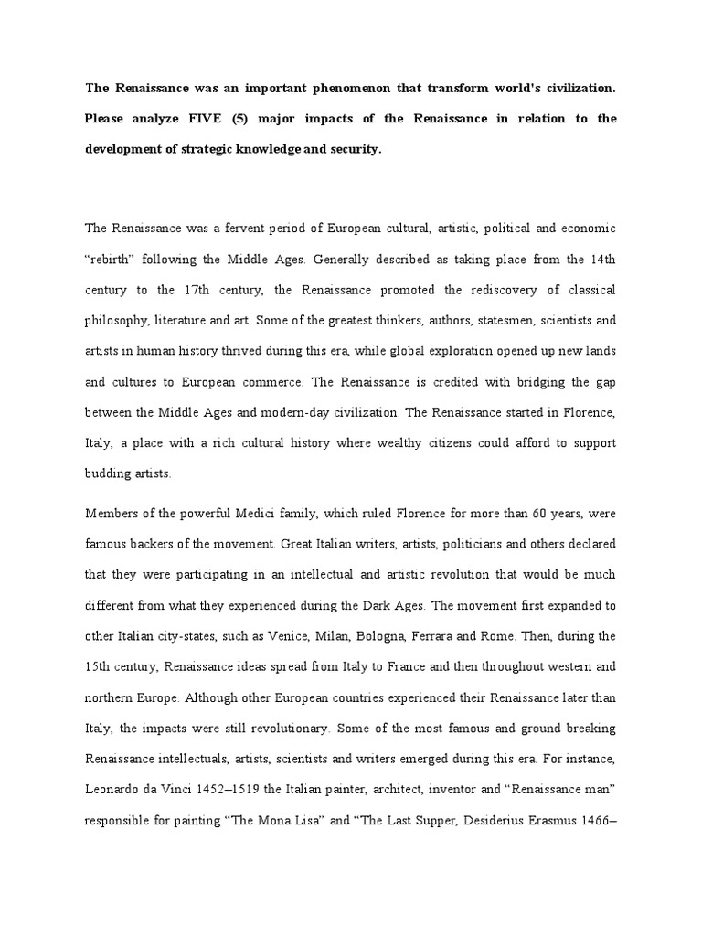 The Renaissance Pdf Renaissance Italy