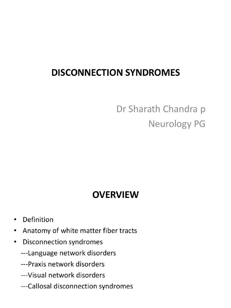 disconnectionsyndromessharath PDF