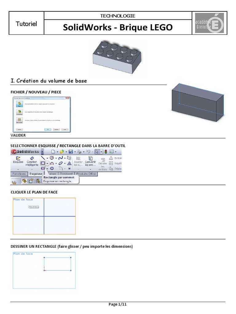 Tutoriel SolidWorks : Création d'une brique LEGO | PDF