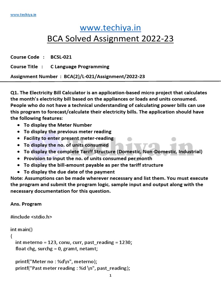 Electricity Bill Calculator Program | PDF | Software Engineering ...