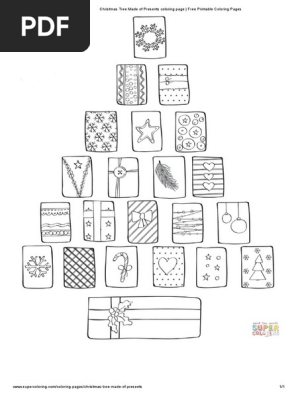Christmas Tree Made of Presents coloring page _ Free Printable Coloring Pages