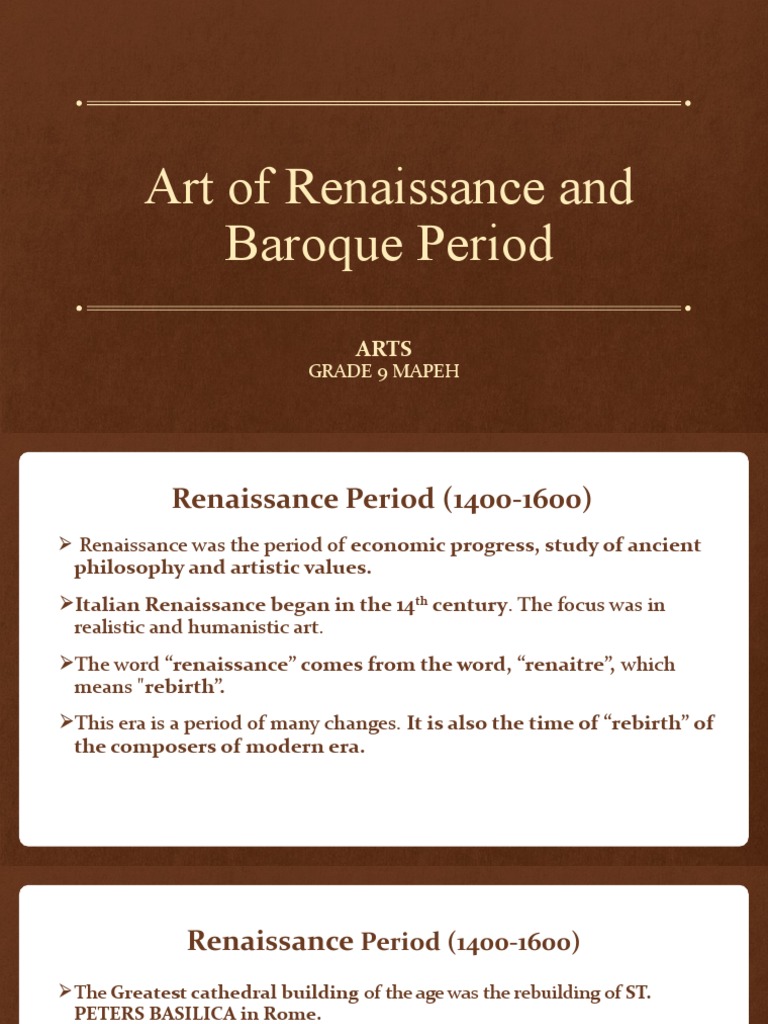 Renaissance and Baroque Art Overview | PDF | Raphael | Leonardo Da Vinci