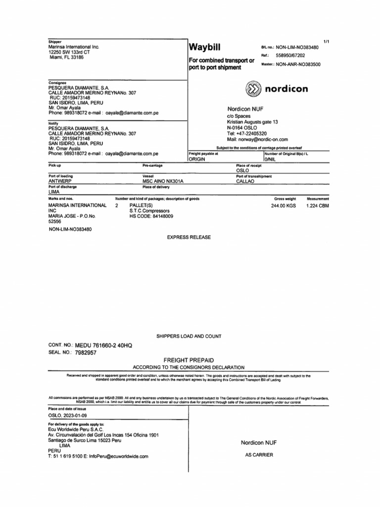 Waybill 002 PDF Logistics Supply Chain Management