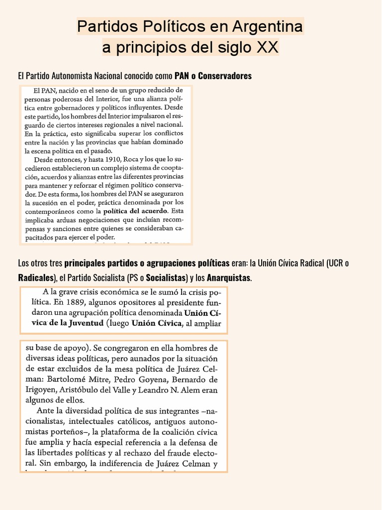 La evolución de los principales partidos políticos en Argentina a