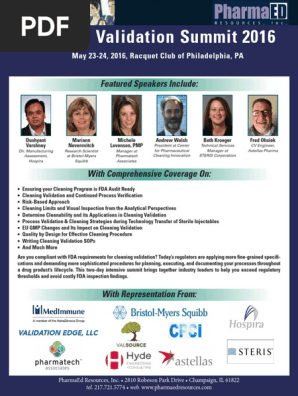 CleaningValidation summit 2016 a