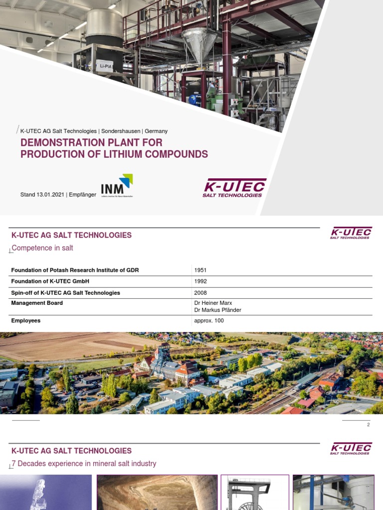 KUTEC Lithium Demonstration Plant PDF Lithium Materials