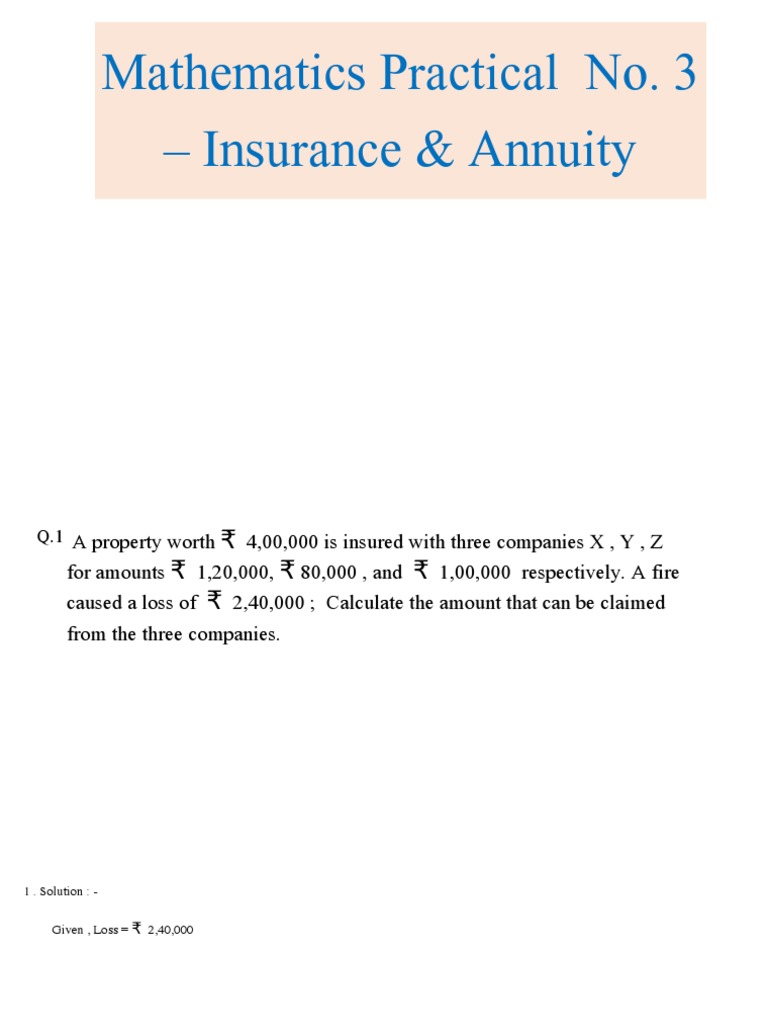 Practical Insurance Annuity With Solution PDF Insurance 