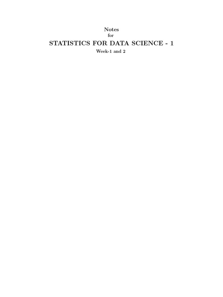 Notes Of Week 1 And Week 2 Pdf Level Of Measurement Statistics