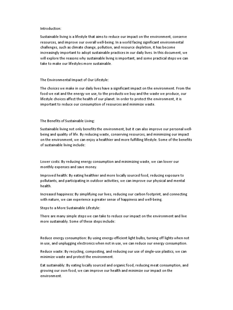 The Benefits Of Adopting A Sustainable Lifestyle How Small Changes Can