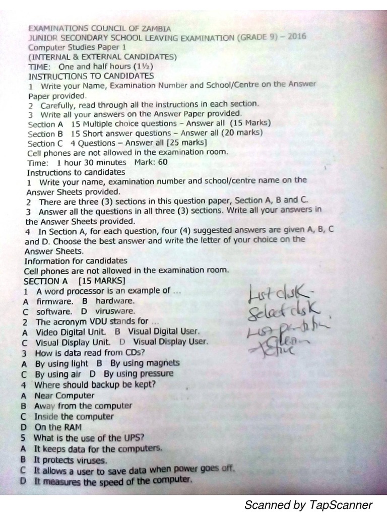 2016 Computer Studies Grade 9 SEN PDF