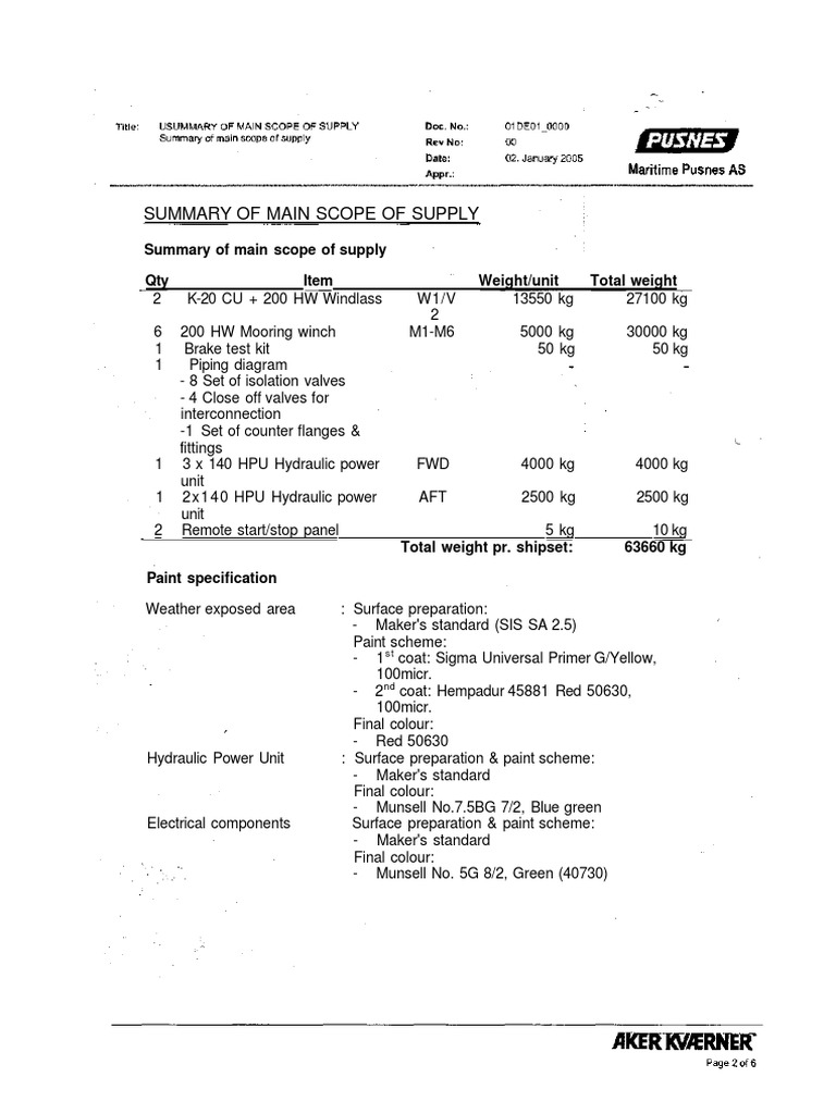 Project Data and Operating Procedures for Windlass and Mooring Winches ...