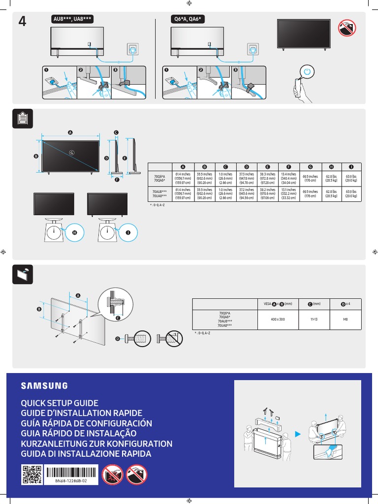 Quick-Guide BN68-12286B-02 - QSG - AU8000 Q60A 70inch SDP Panel - WW ...