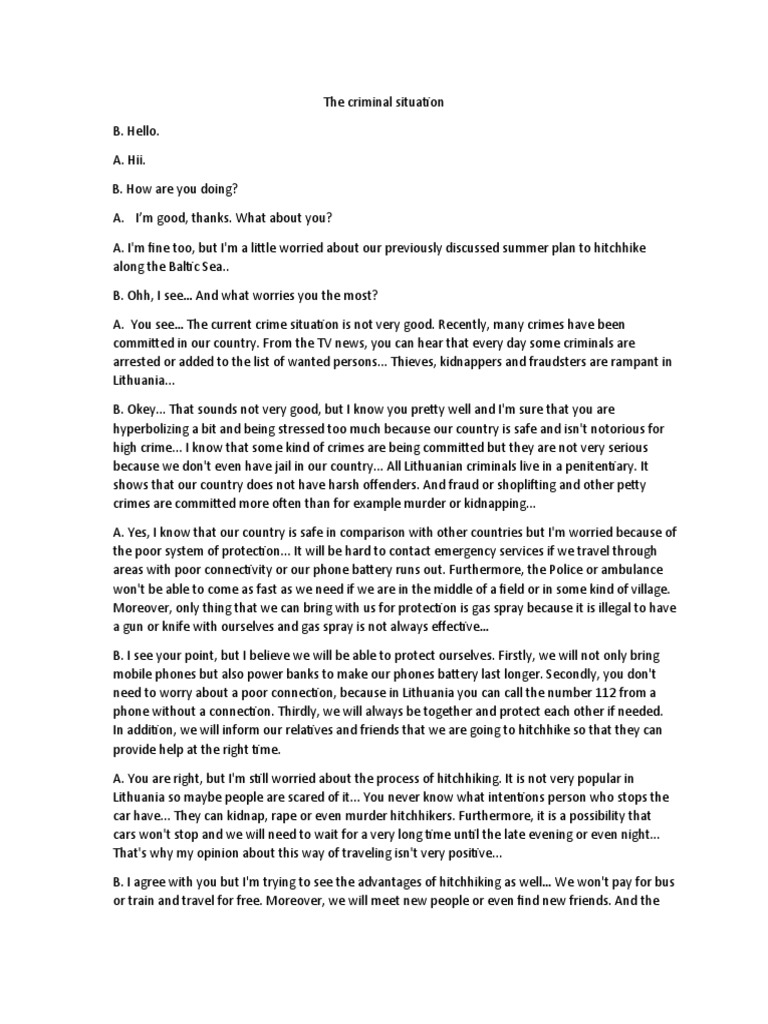 Dialogas (Hitchhiking) PDF Crimes Crime & Violence