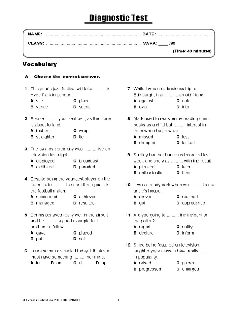 Diagnostic Test b2.1 | PDF