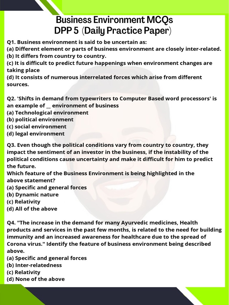 DPP 5 Business Environment MCQs | PDF | I Cloud