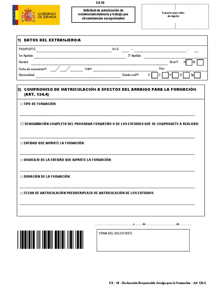 Declaracion responsable arraigo formacion descargar gratis pdf