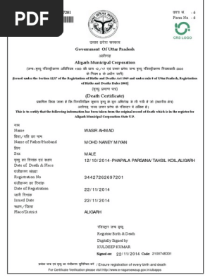 DEATH CERTIFICATE