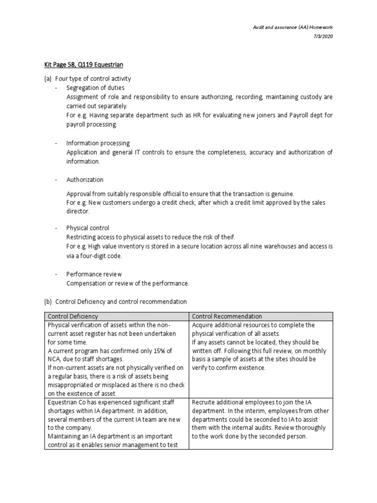 Internal Control Recommendations Audit | PDF | Payroll | Banks