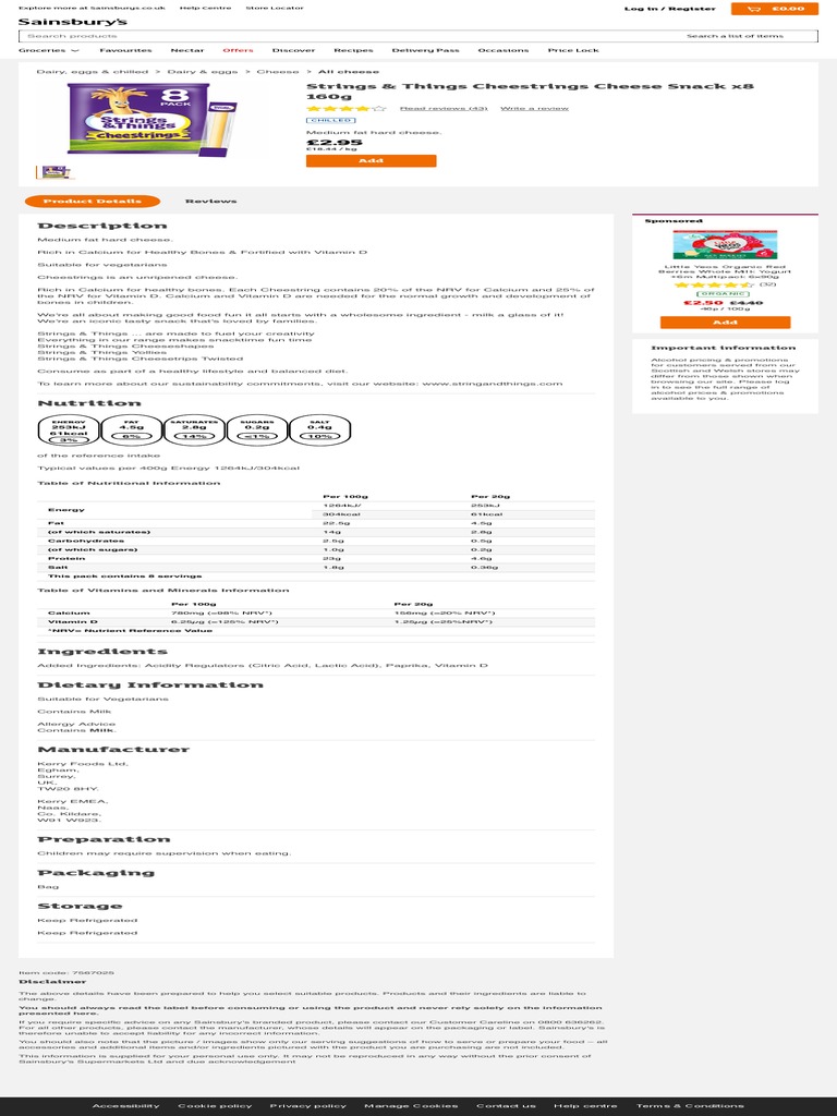 Strings & Things Cheestrings Cheese Snack: A Detailed Product ...