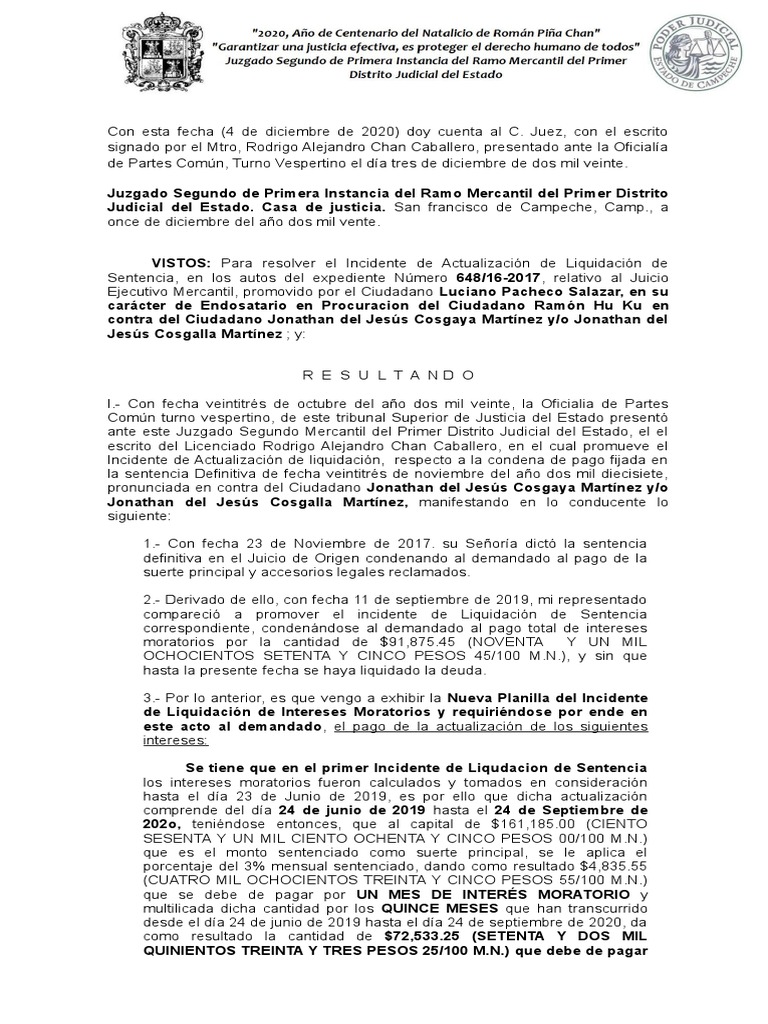 INCIDENTE | PDF | Sentencia (ley) | Caso de ley