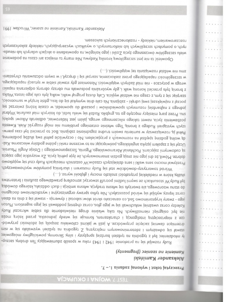 Kamienie Na Szaniec Test 1 PDF