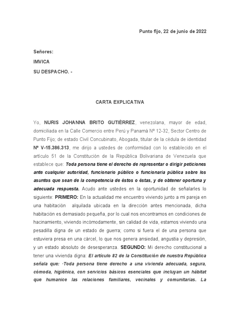 Carta Explicatica Imvica | PDF | Estado (política) | Gobierno