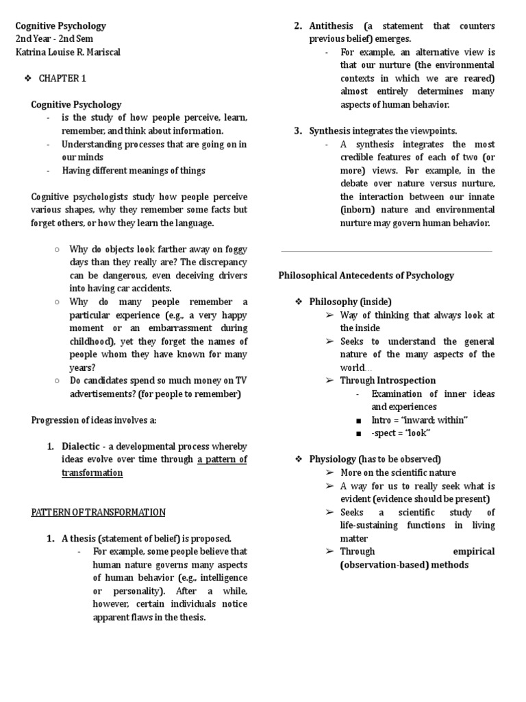 Introduction to Cognitive Psychology | PDF | Theory Of Mind | Cognitive ...
