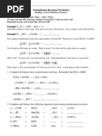 Worksheet 3 Neutralization Reactions