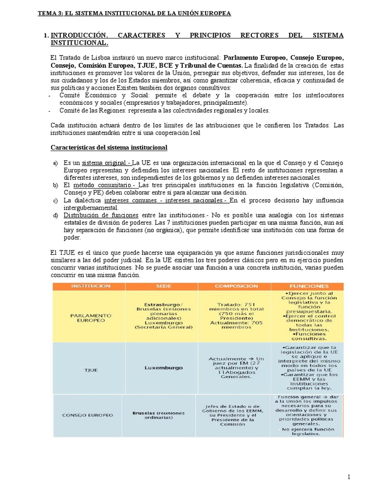 Sistema Institucional de la UE: Estructura y Funciones | PDF | Comisión ...