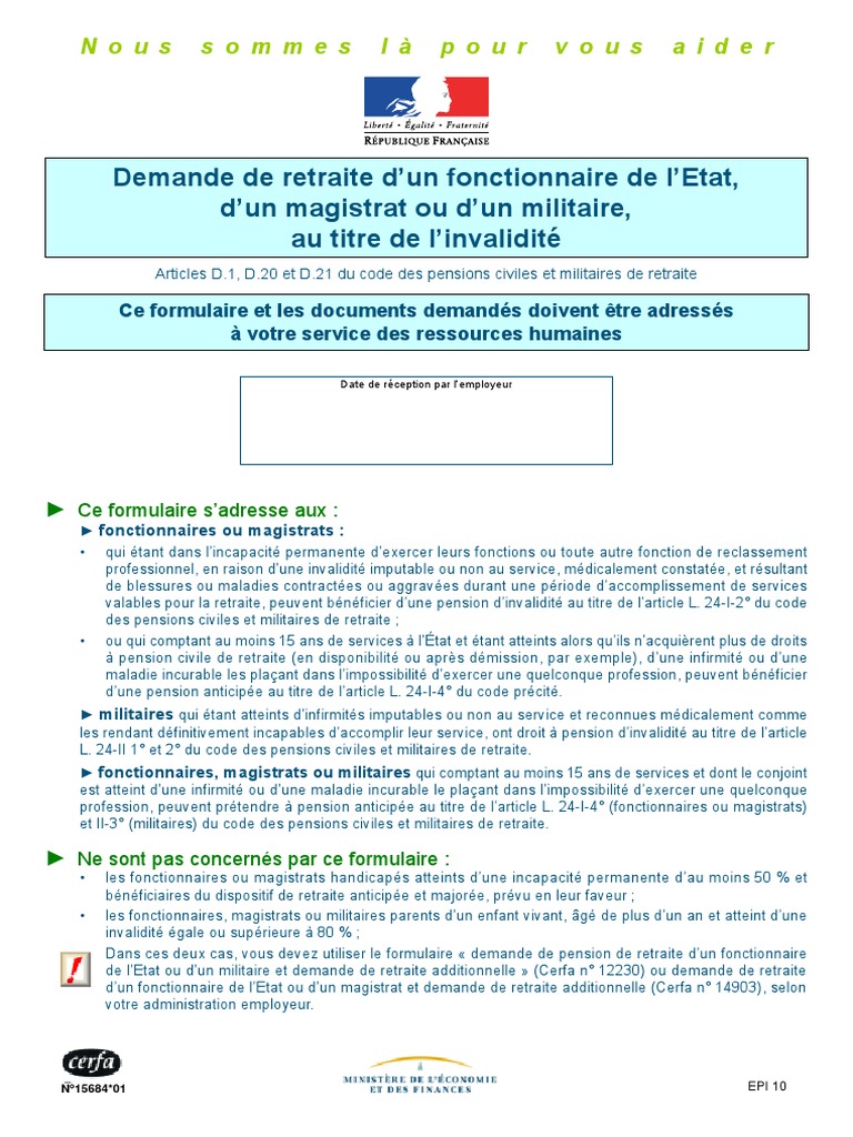 Cerfa - 15684-01 Retraite | PDF | Retraite | Invalidité