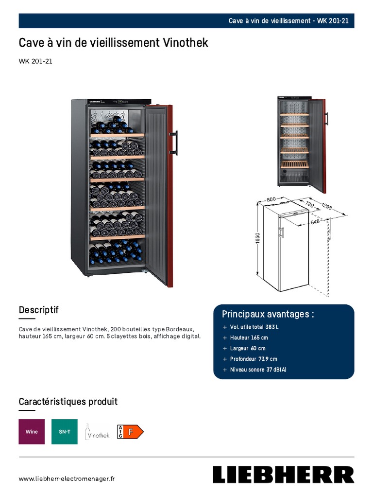 Cave A Vin Liebherr WK 20121 Fiche Produit PDF Vins — free download