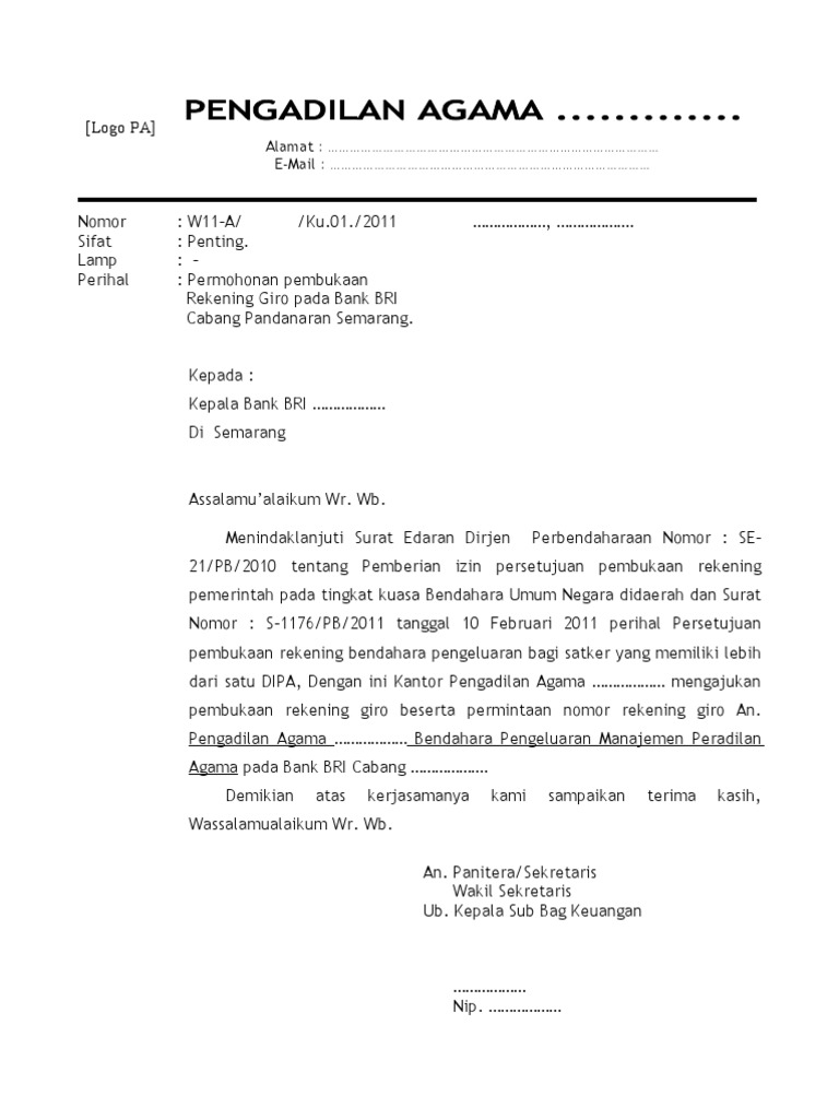 Surat An Pembukaan Rekening Bri Web