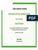 Free Computer Training Certificate Template