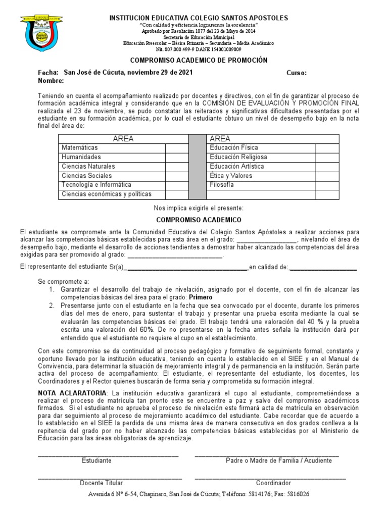 Compromiso Academico Final | Descargar gratis PDF | Competencia ...