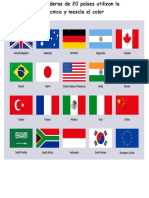 Las Banderas de 20 Países Utilizan La Técnica y Mezcla El Color