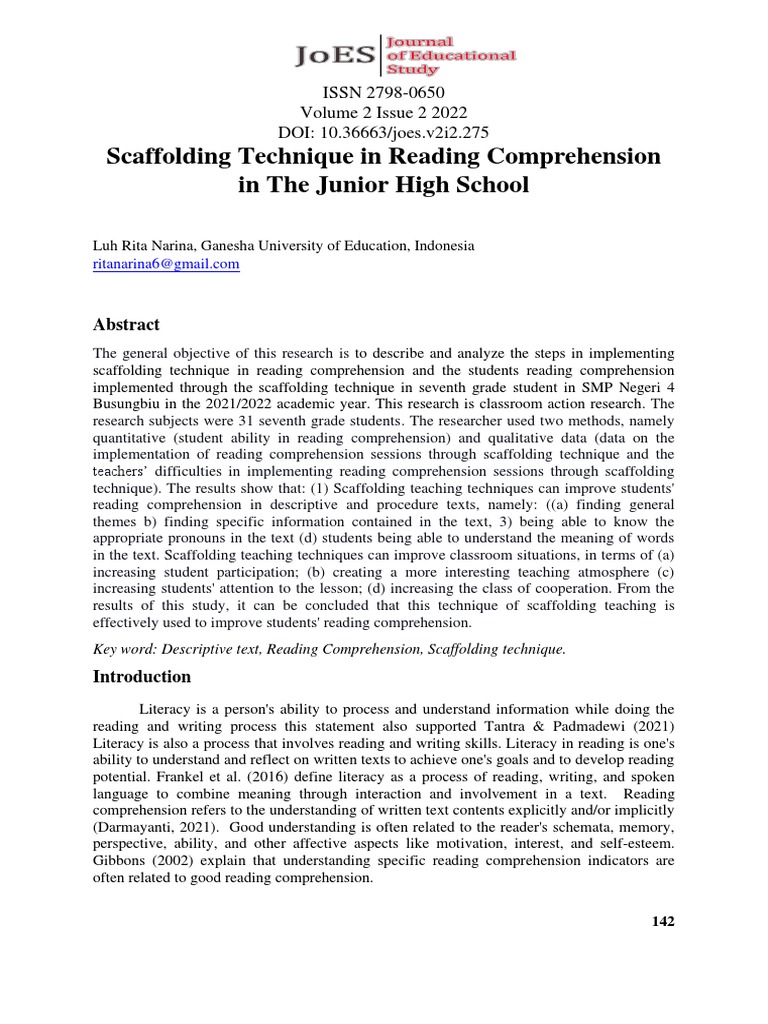 Scaffolding Techniques in Reading Comprehension | PDF | Reading ...