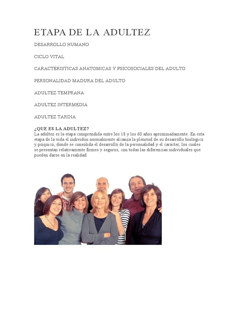 Etapa De La Adultez Pdf Adultos Vejez