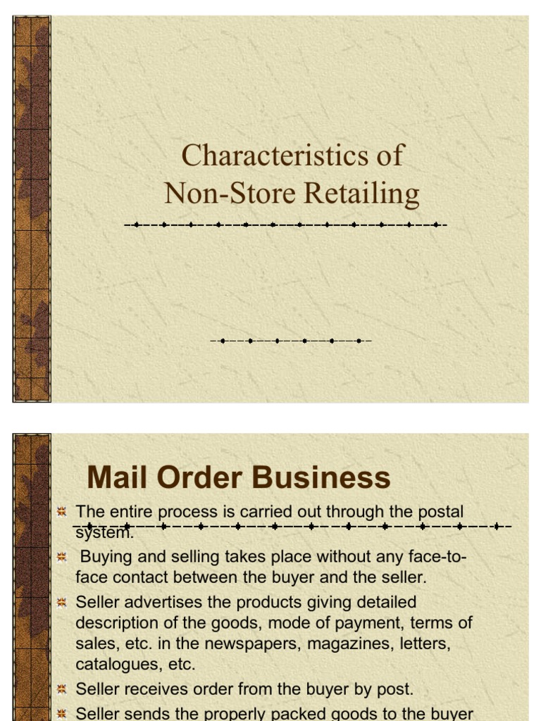 Characteristics of Non-Store Retailing | PDF