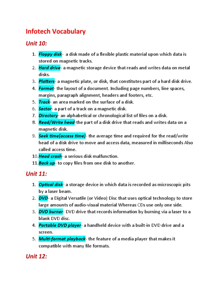Esp Vocabulary | PDF | Operating System | Computer Data Storage