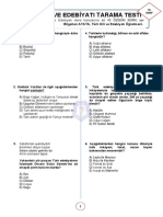 10.SÄ Nä F TÃ RK Dili Ve EdebiyatÄ Tarama Testi (Bilgehan AYATA) 2