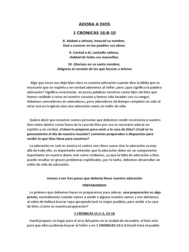 Adora A Dios | PDF | Arca de la Alianza | David